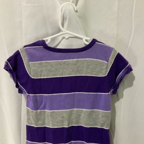 Children’s Place Girls Striped Everyday Short Sleeve Dress Size 5/6 Purple/Grey - Picture 7 of 16